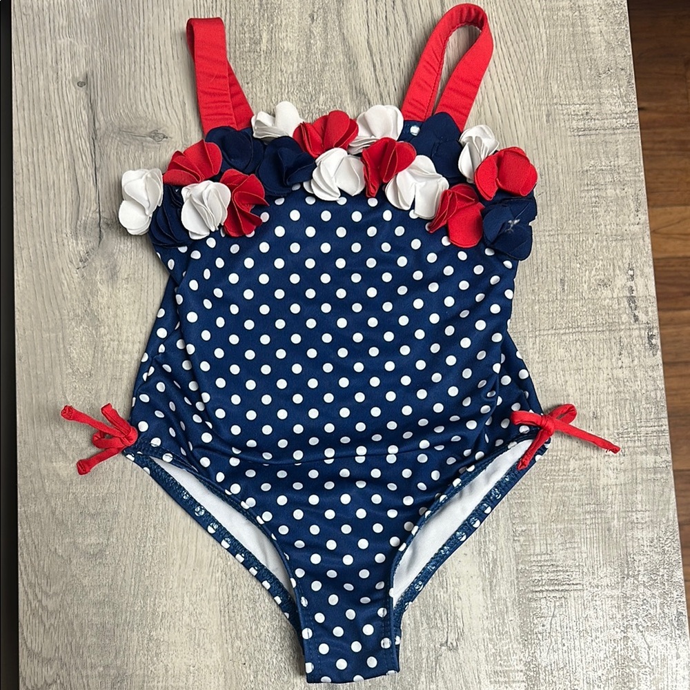 Penelope Mack Blue and Red One Piece Swim